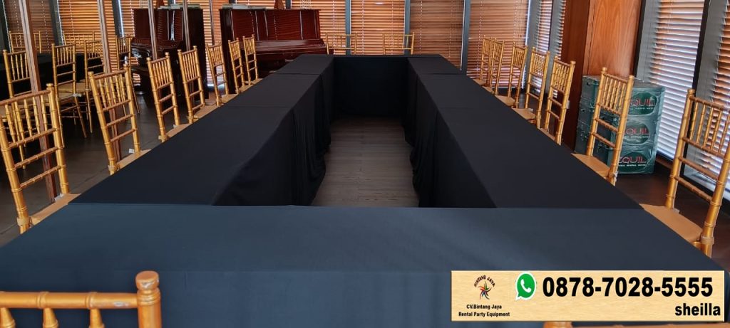 Sewa long table dan kursi tiffany event rapat Sukmajaya Depok
