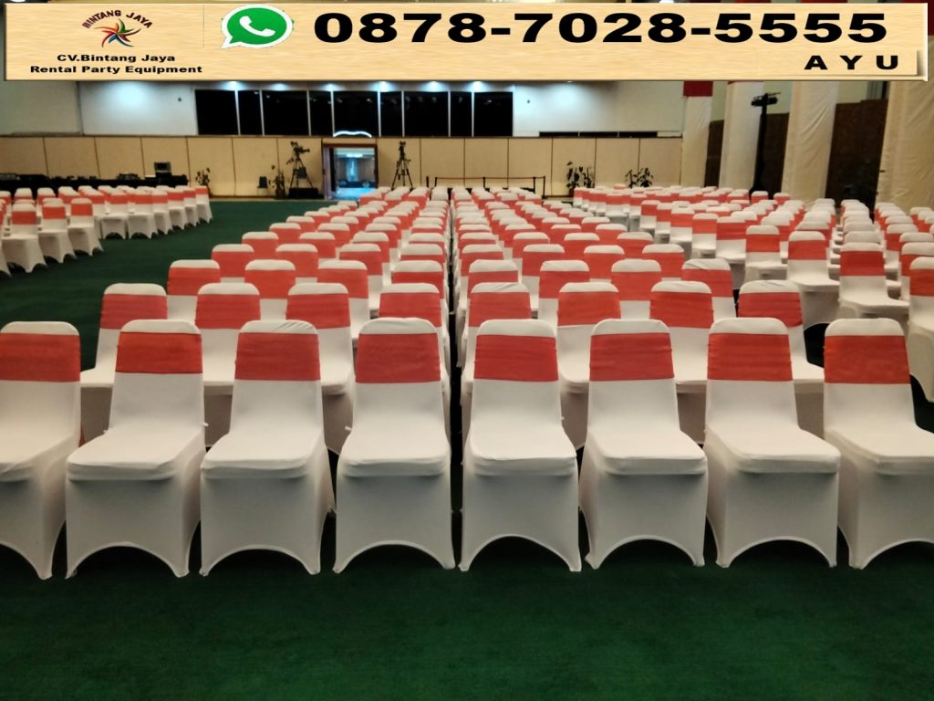 Sewa Kursi Cover Putih Pita Merah Jakarta