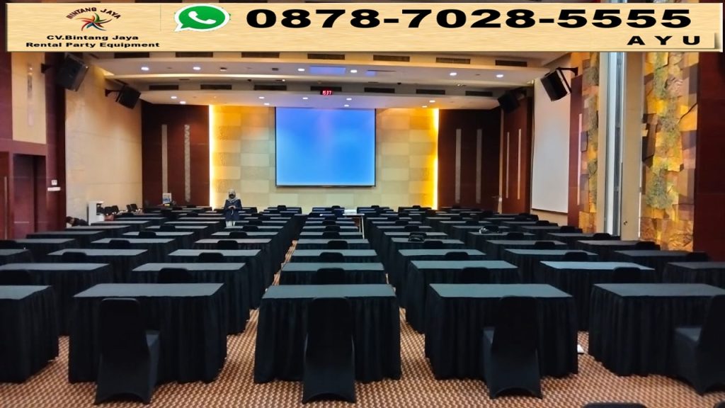Sewa Meja Kotak Taplak Rumbai Hitam Jakarta